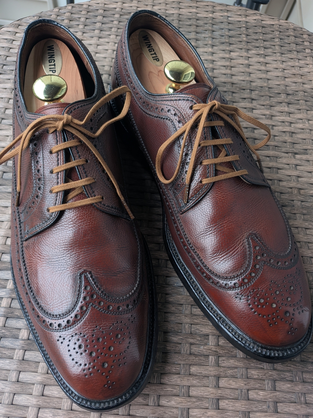 Vintage 1960s Bootmaker Guild Freeman Calf Grain LWB 12 D /w NOS Vintage Lace